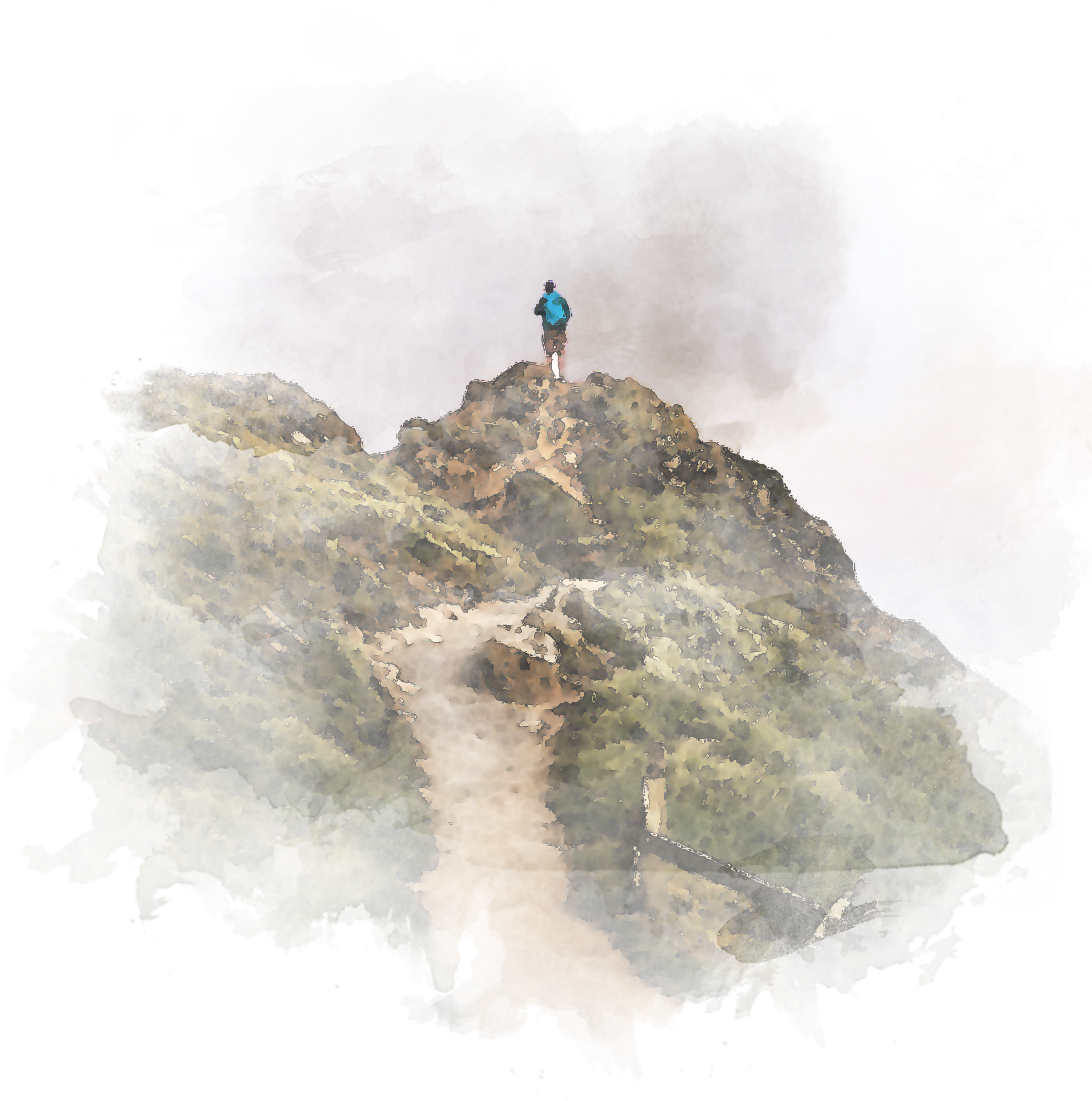 Schweiz. Verband der Bestattungsdienste A person standing on a path with smoke coming out of it.